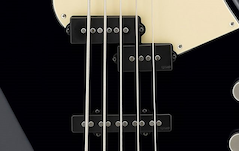 Close-up of custom V7 alnico magnet pickups 