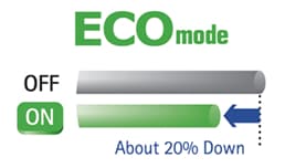 ECO mode lowers power consumption by 20%