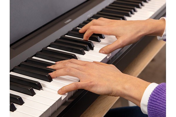 The hands of a person playing the P-145