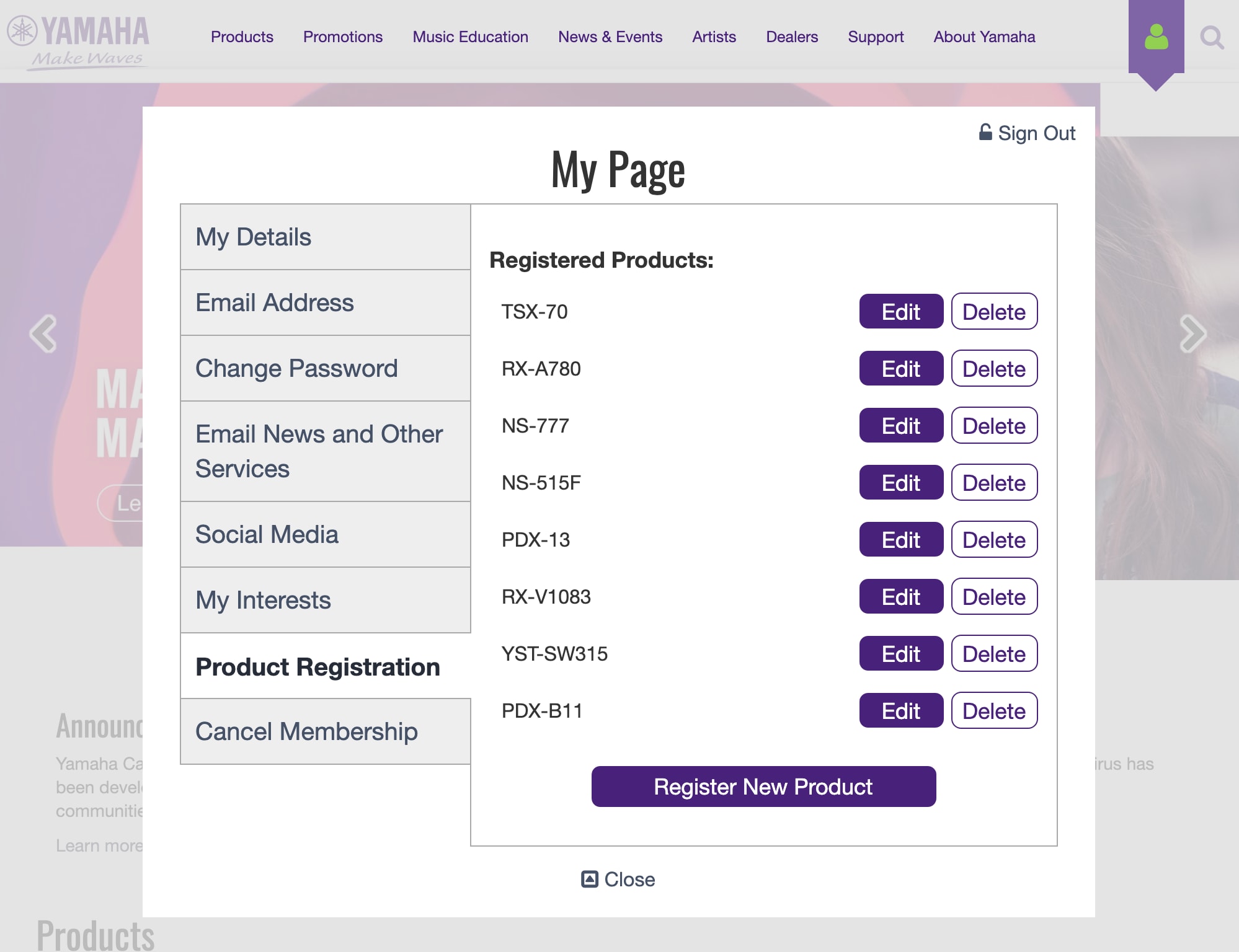 Product Registration