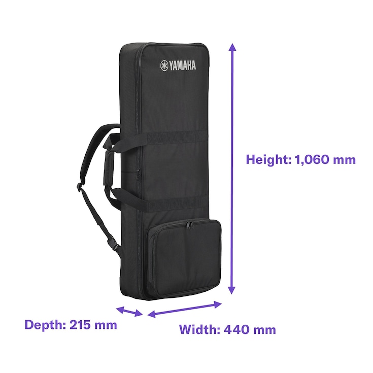 Dimensions of the Yamaha keyboard bag SC-KB650. W: 440 mm, H: 1,060 mm, D: 215 mm
