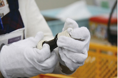 Inspector checking a recorder part