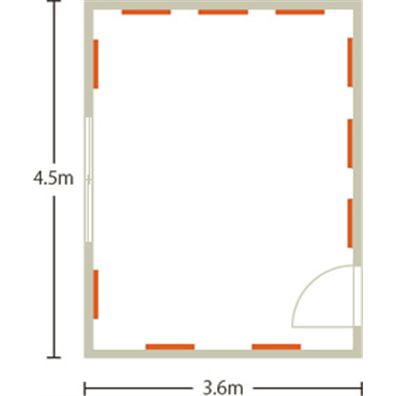 Panels in a 16.5m2 (177.6ft2) room