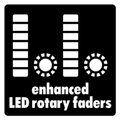 Retour visuel instantané et précis avec faders rotatifs à LED.