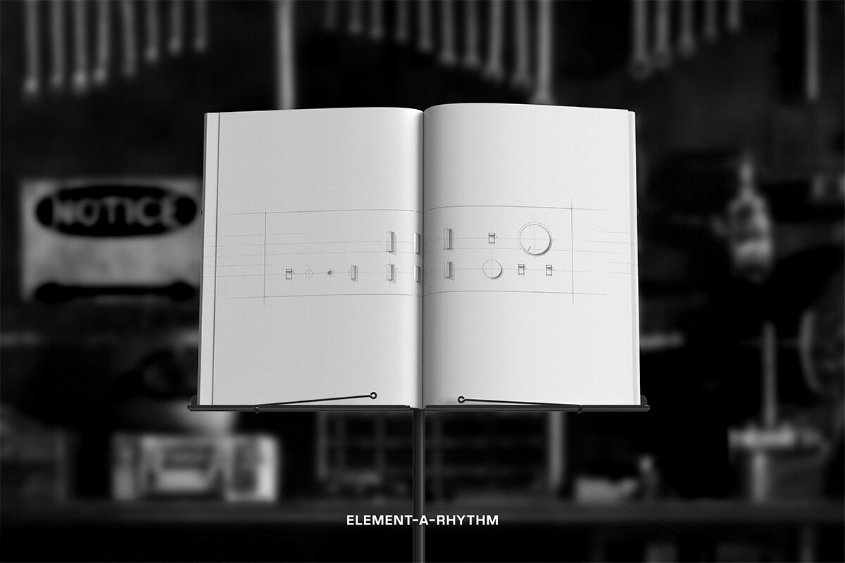 Croquis du préamplificateur HiFi C-5000 sur un pupitre.