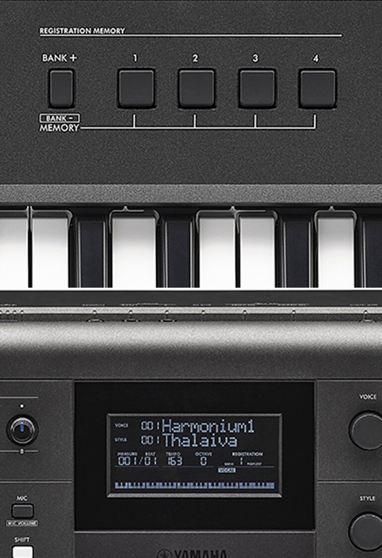 L'écran LCD sur le panneau de commande du PSR-I610