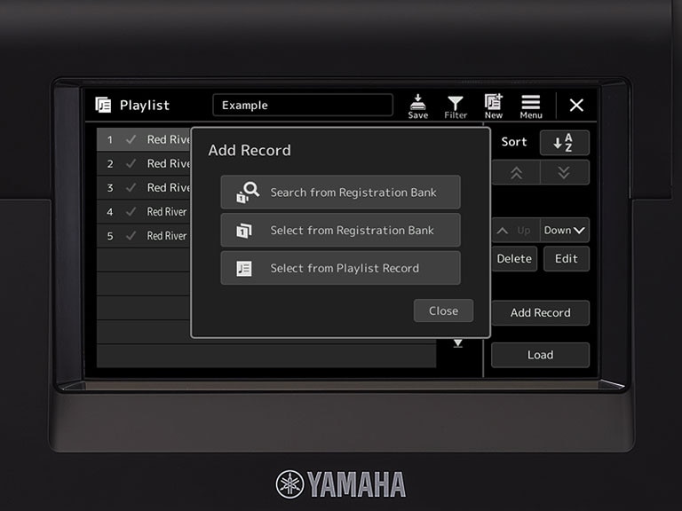 Playlist displayed on Genos2 LCD