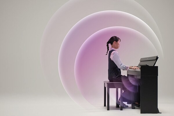 Ondes sonores se propageant depuis un piano ARIUS
