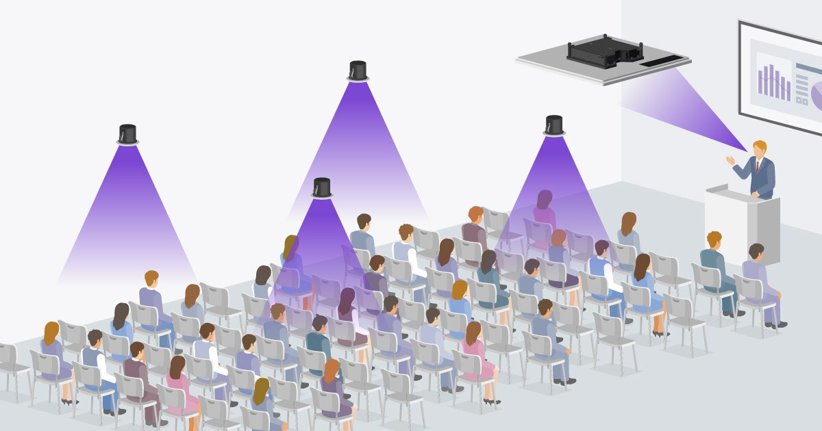Illustration montrant la communication unidirectionnelle Voice Lift pour le style présentation