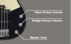 Gros plan sur le volume du capteur de tête, sur le volume du capteur de pont et sur les boutons de tonalité maître