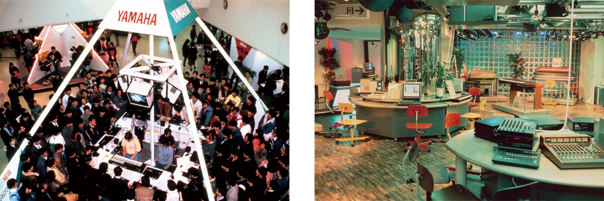 Image of a crowded event with many visitors, along with a display setup