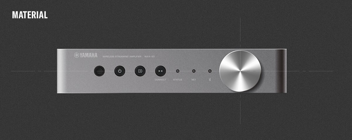 Vue avant du WXA-50 avec visualisation des matériaux utilisés.
