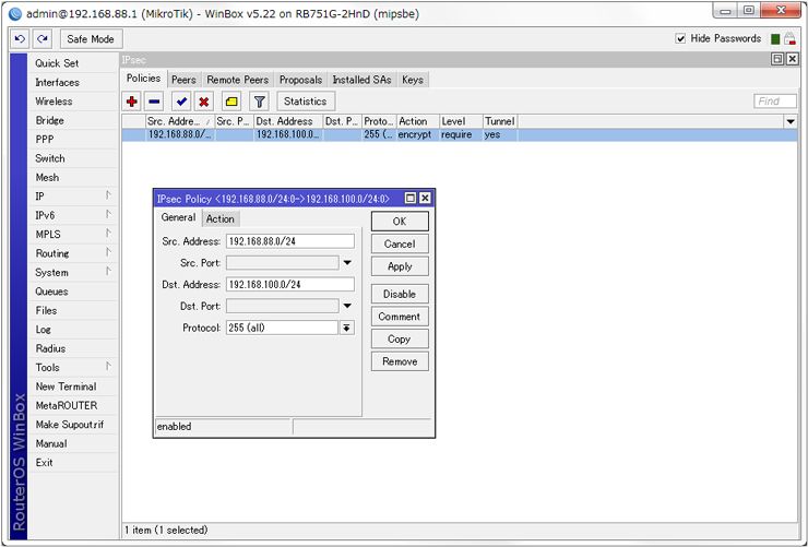 IPsec Policies setting